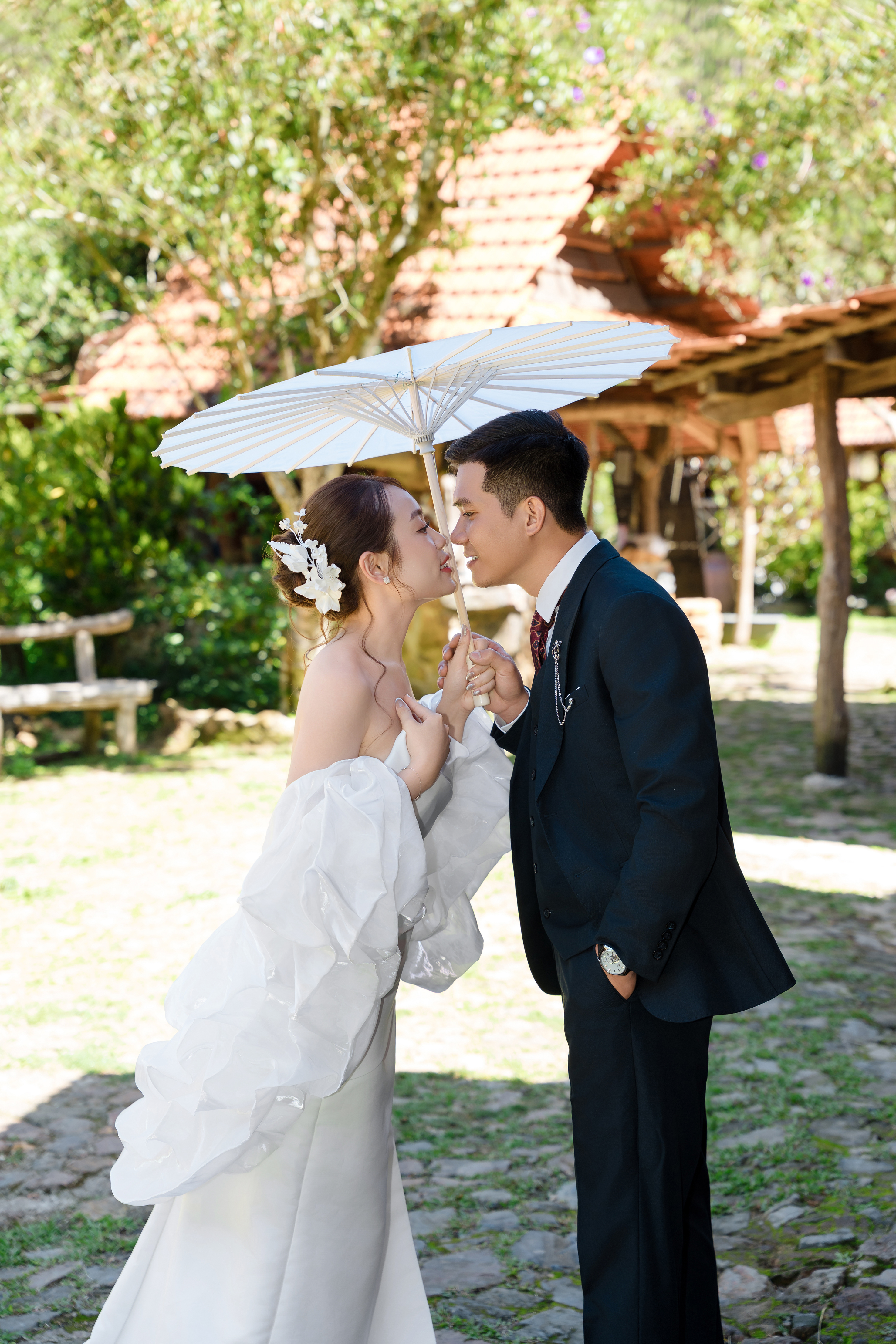 The couple enjoying a beautiful moment together