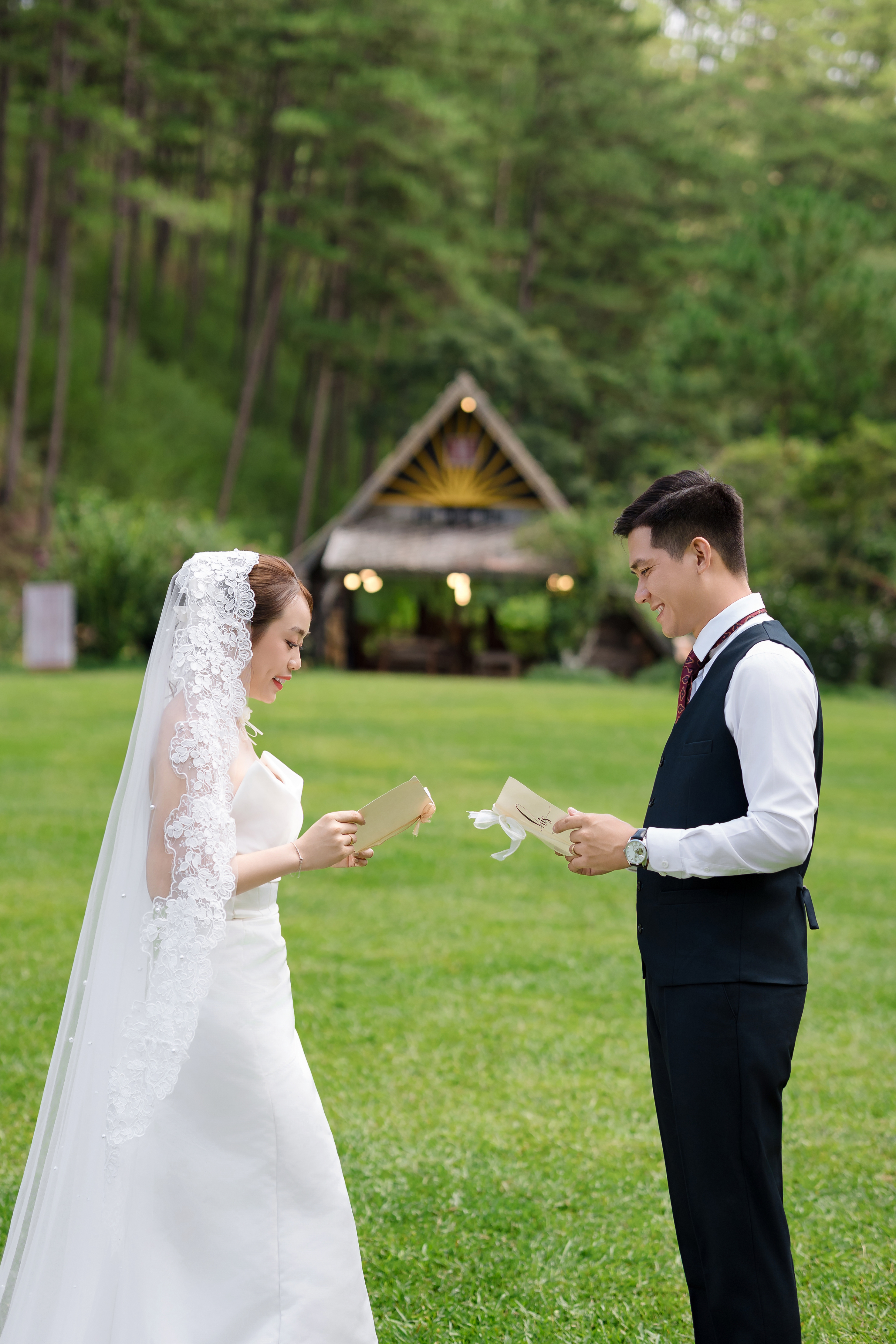The couple sharing a beautiful moment together