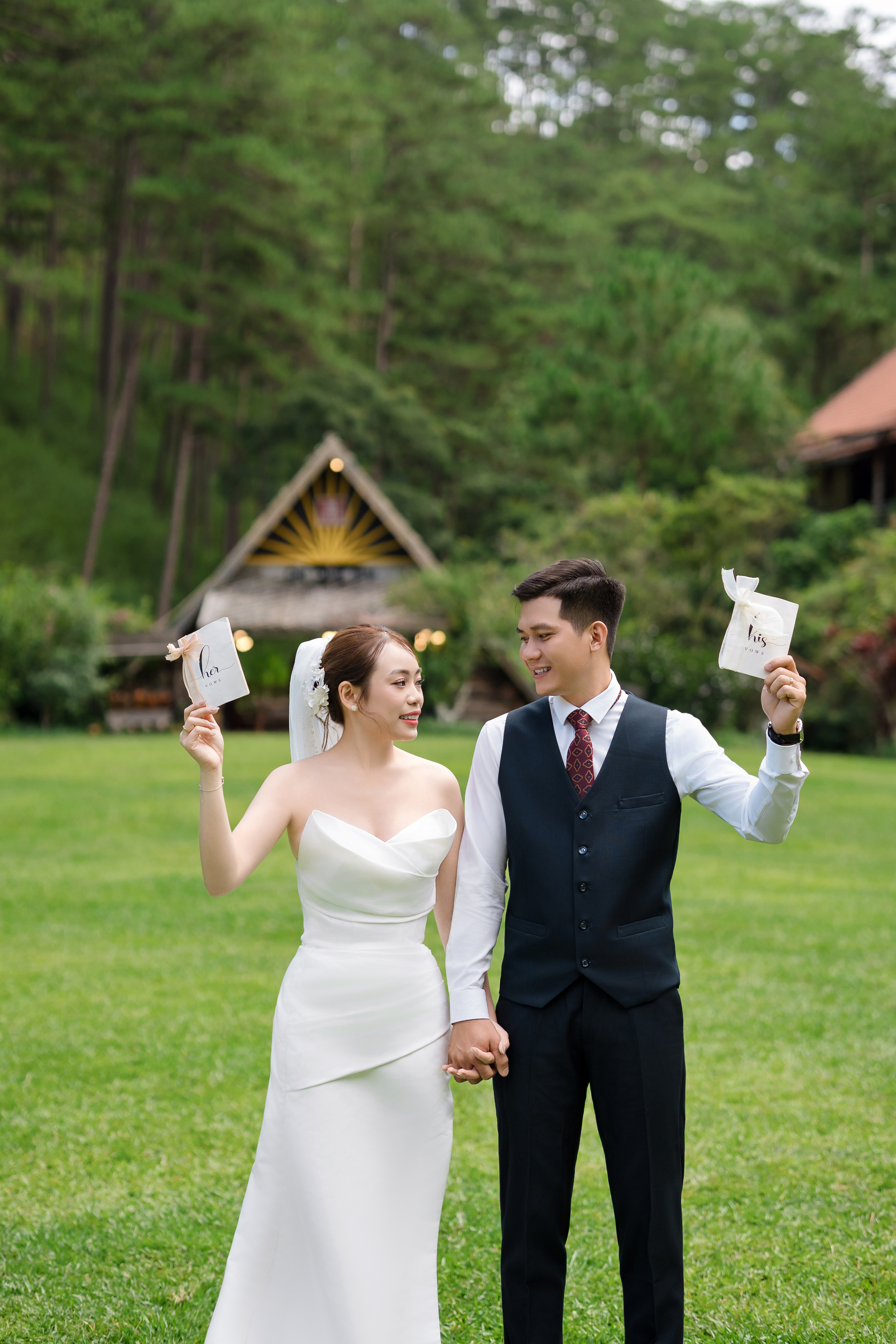The couple sharing a beautiful moment together