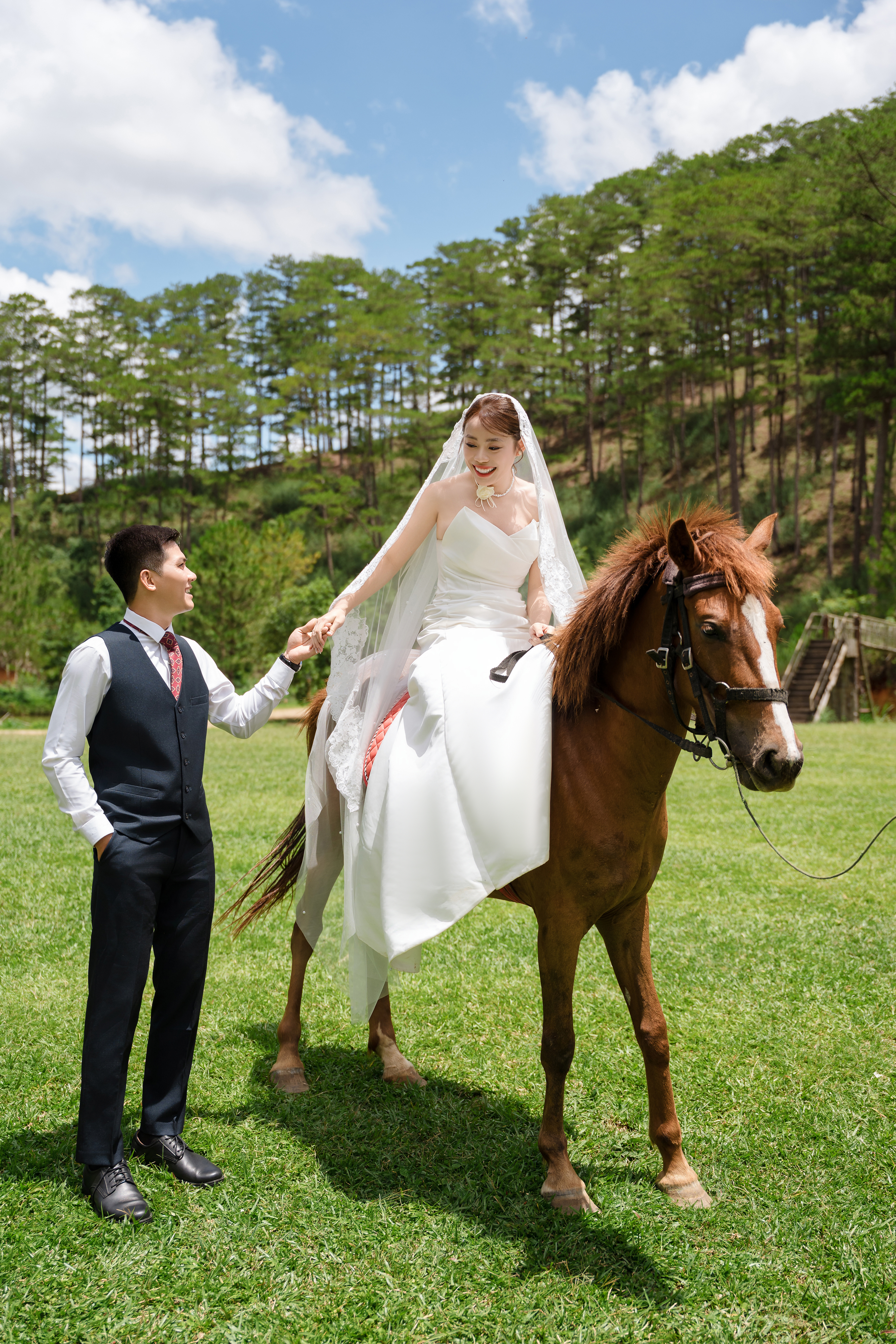 The couple sharing a beautiful moment together