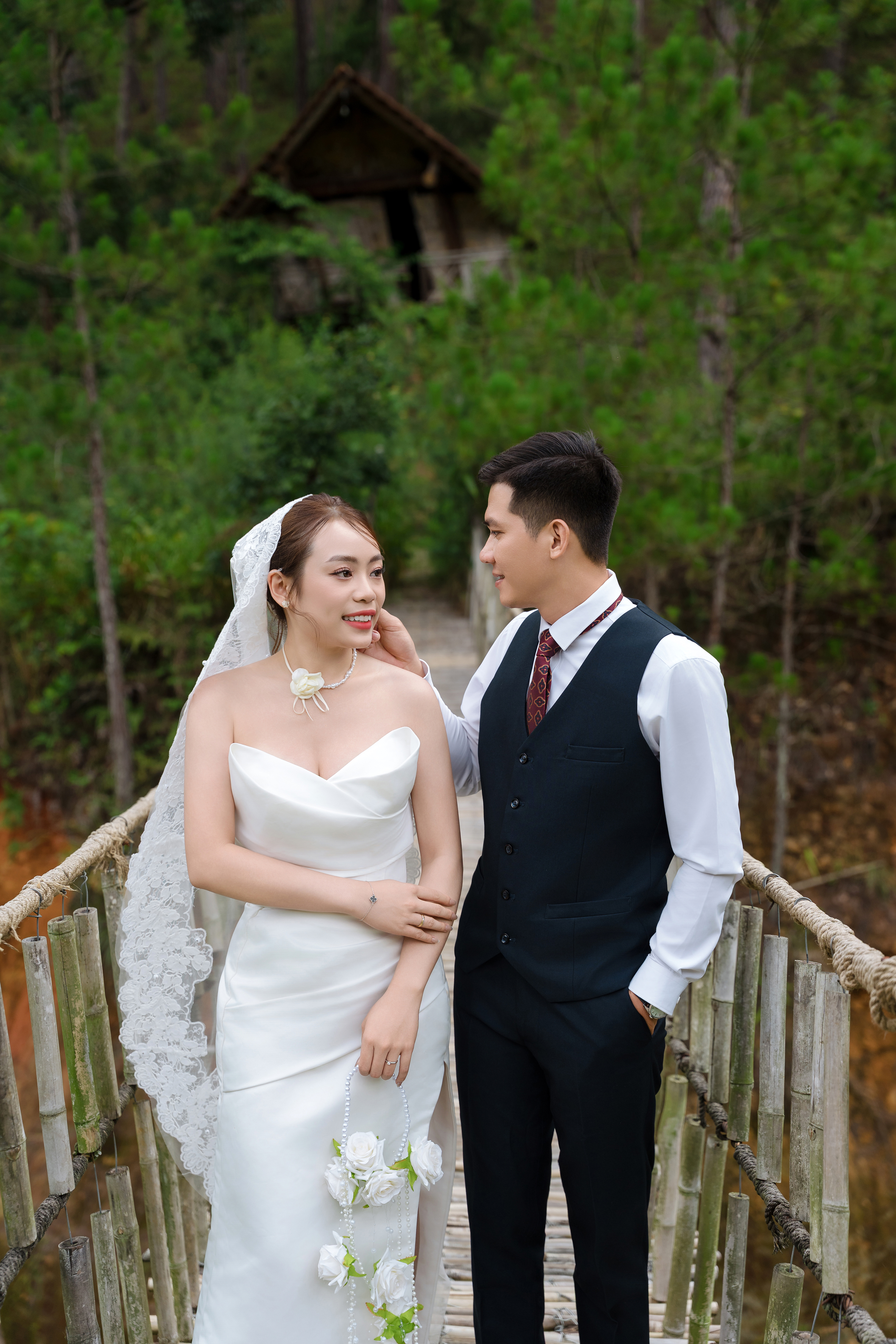 The couple sharing a beautiful moment together