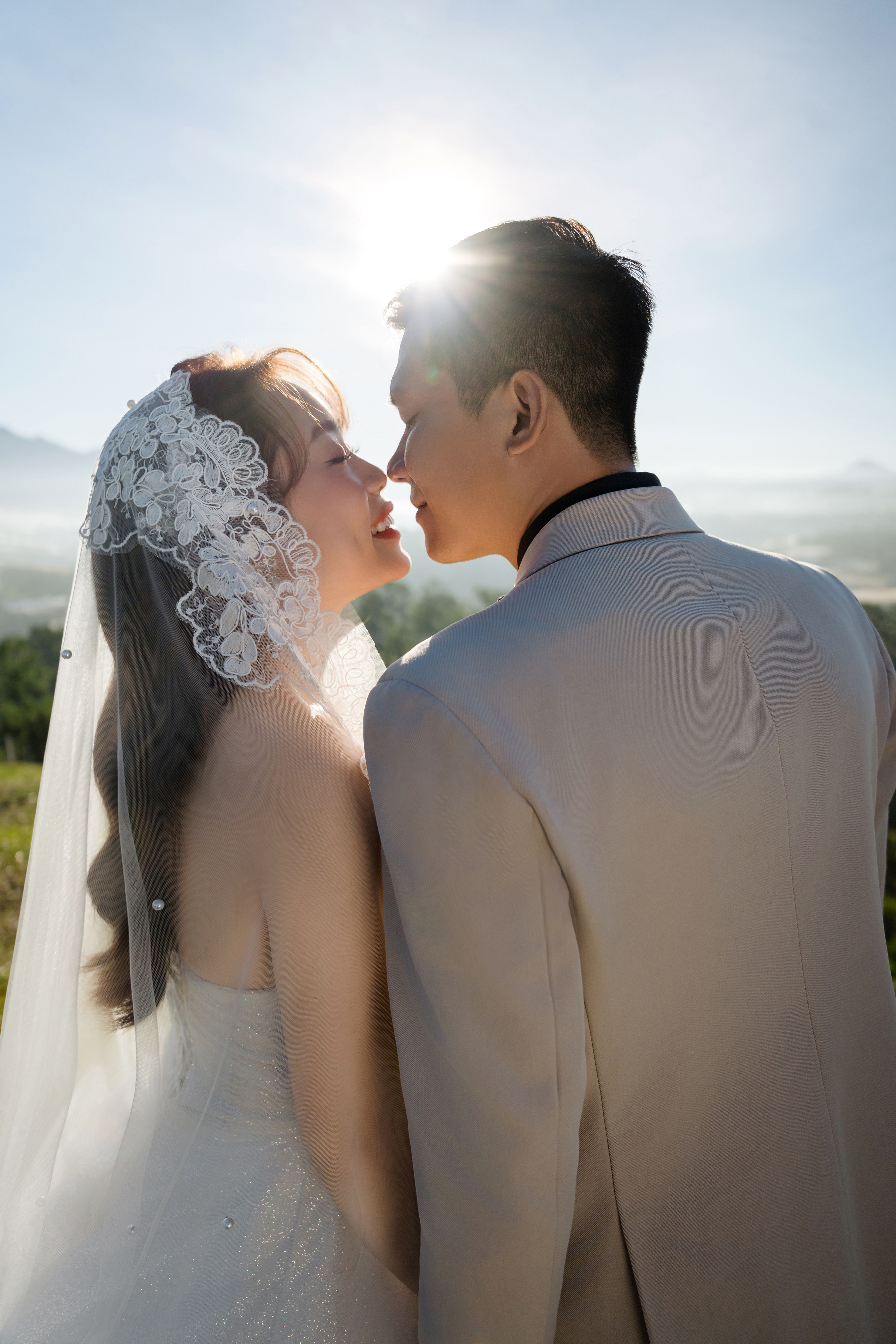 The couple sharing a beautiful moment together