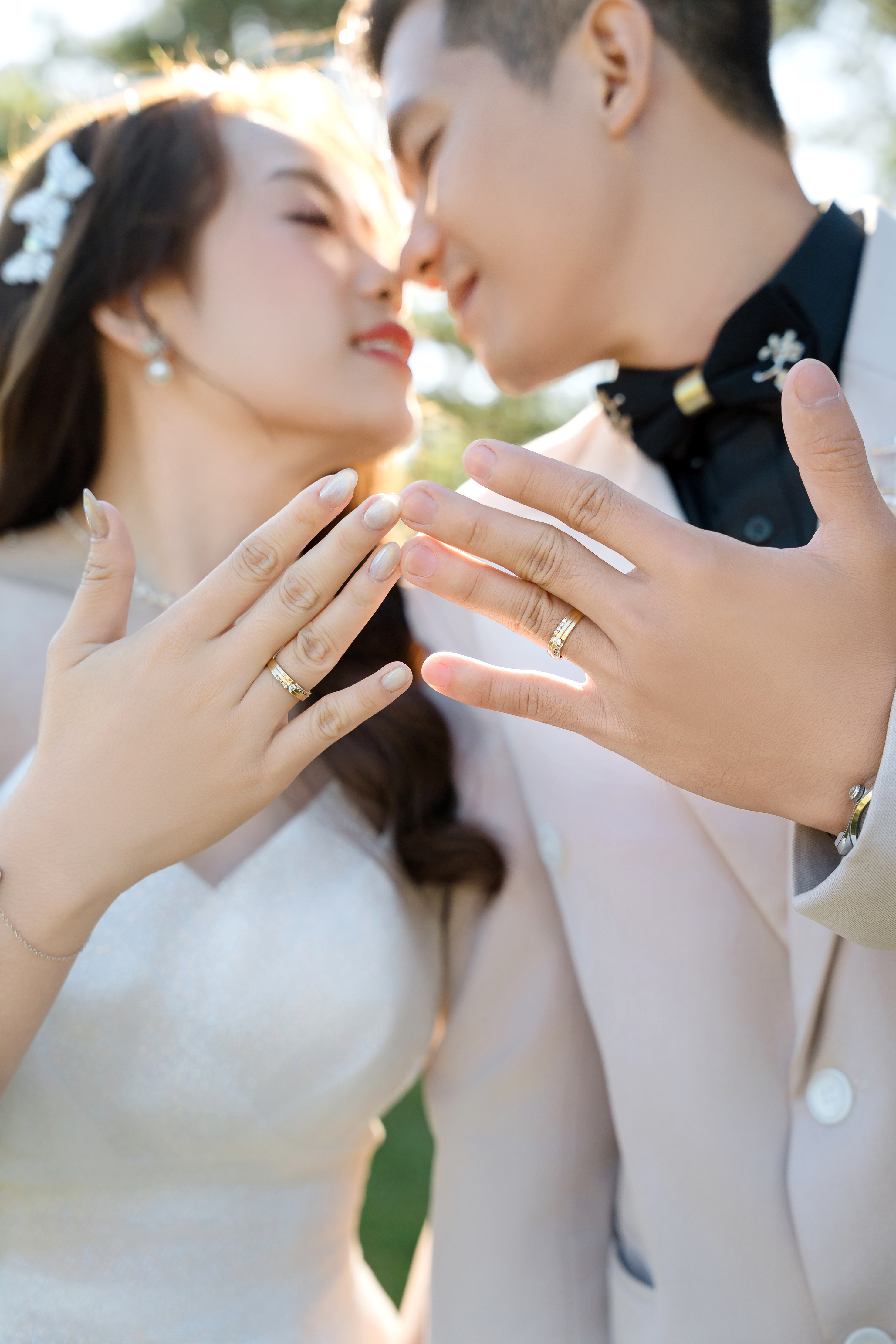 The couple sharing a beautiful moment together