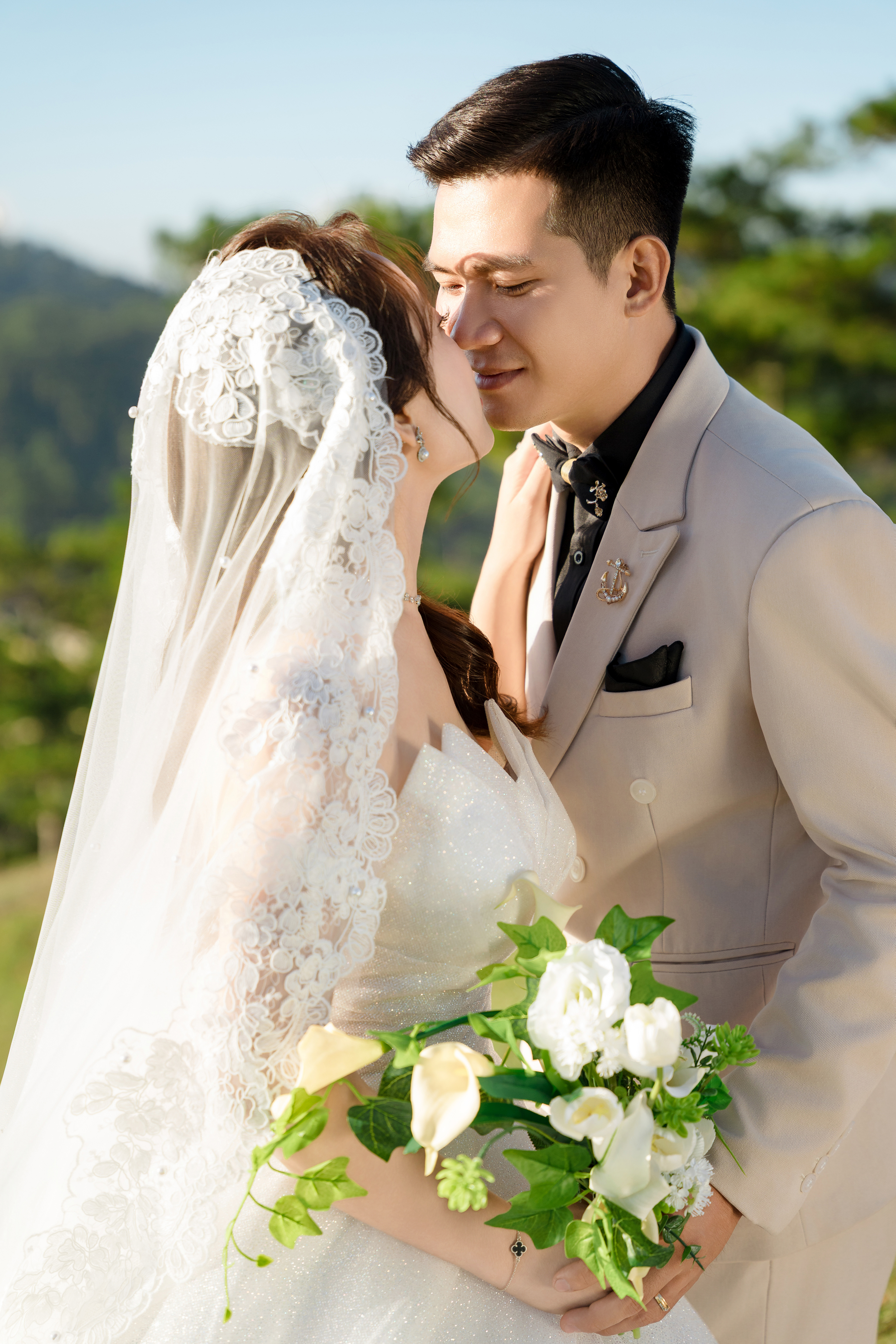 The couple sharing a beautiful moment together