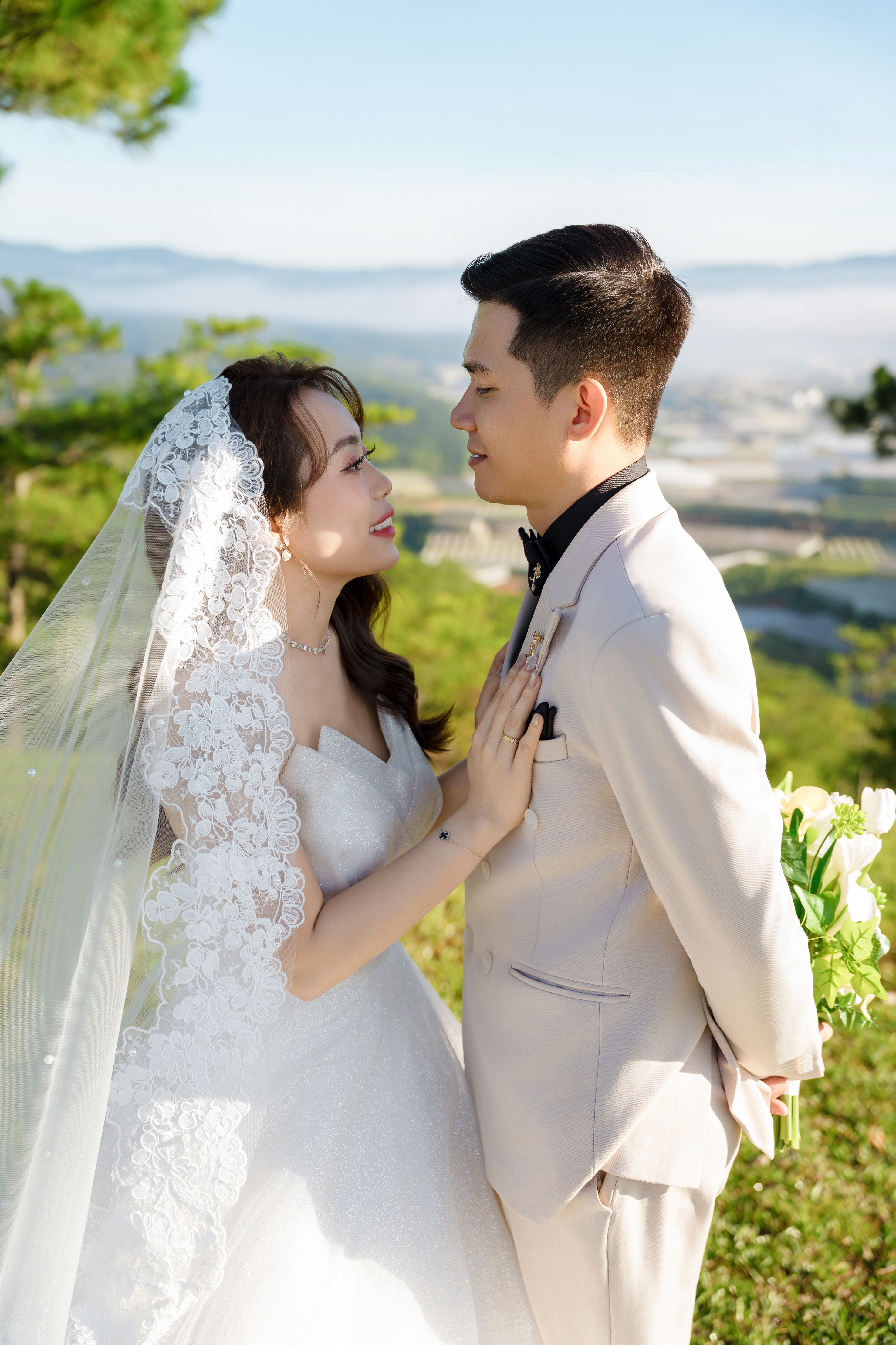 The couple sharing a beautiful moment together