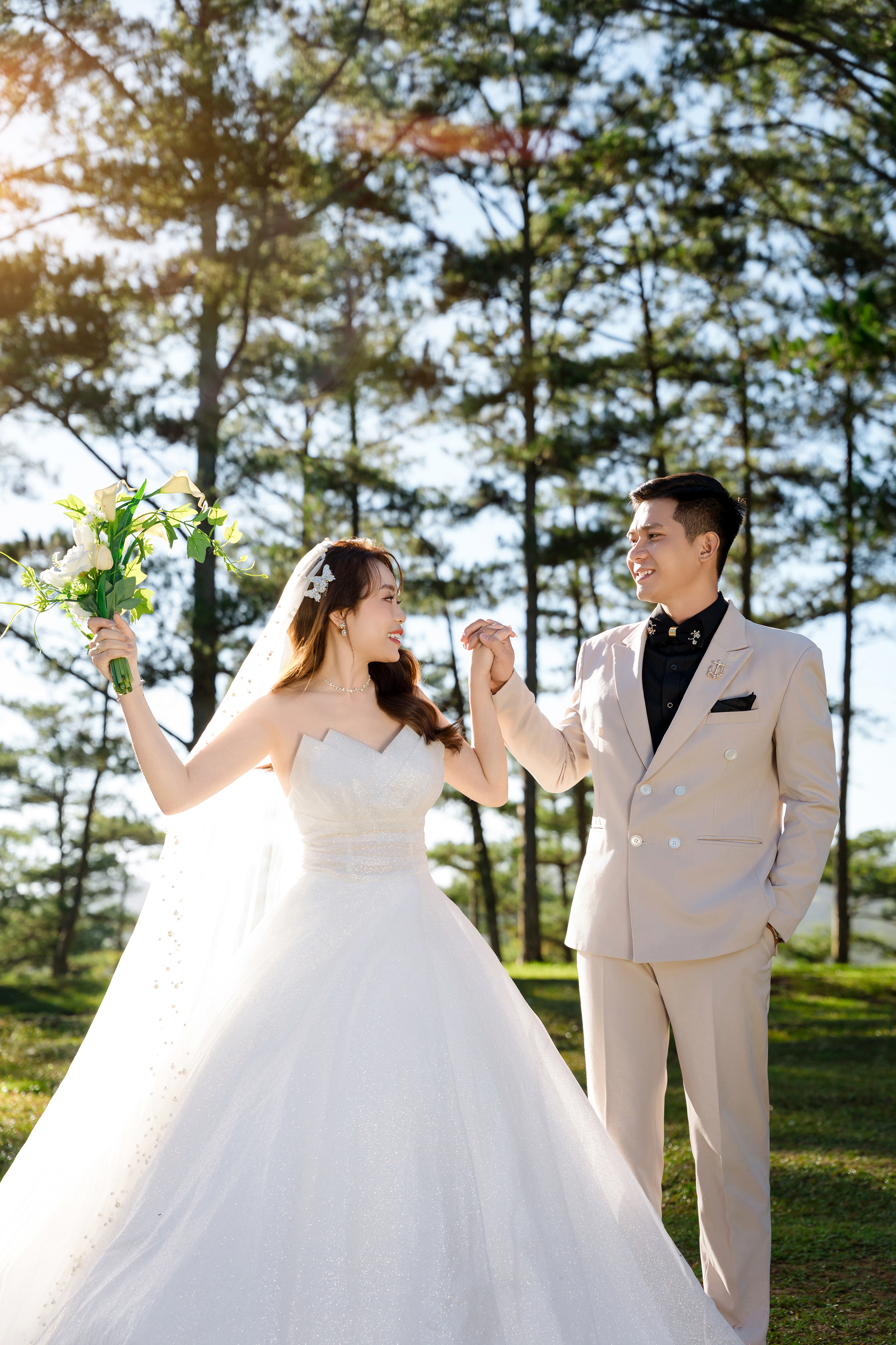 The couple sharing a beautiful moment together