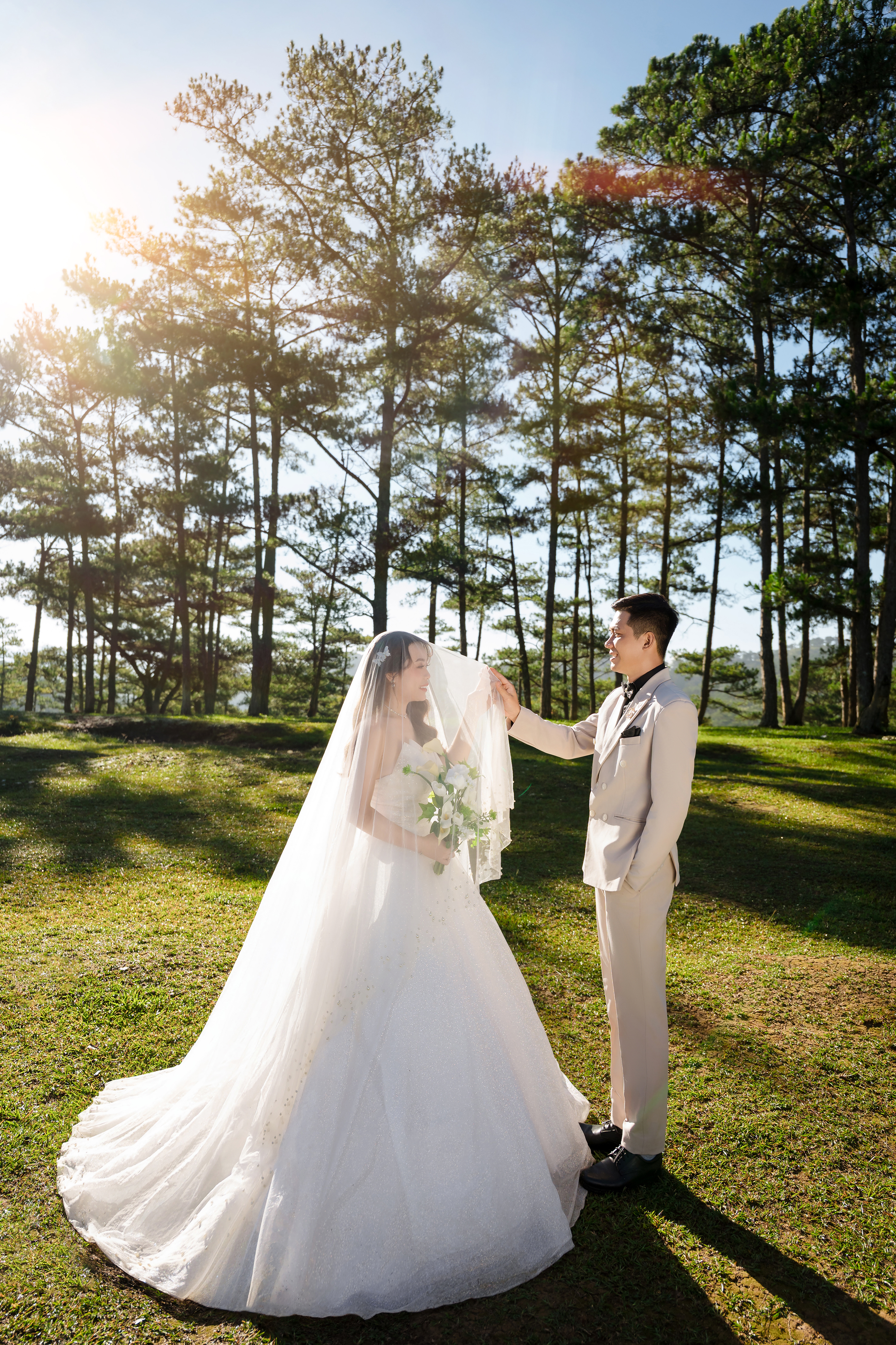 The couple sharing a beautiful moment together